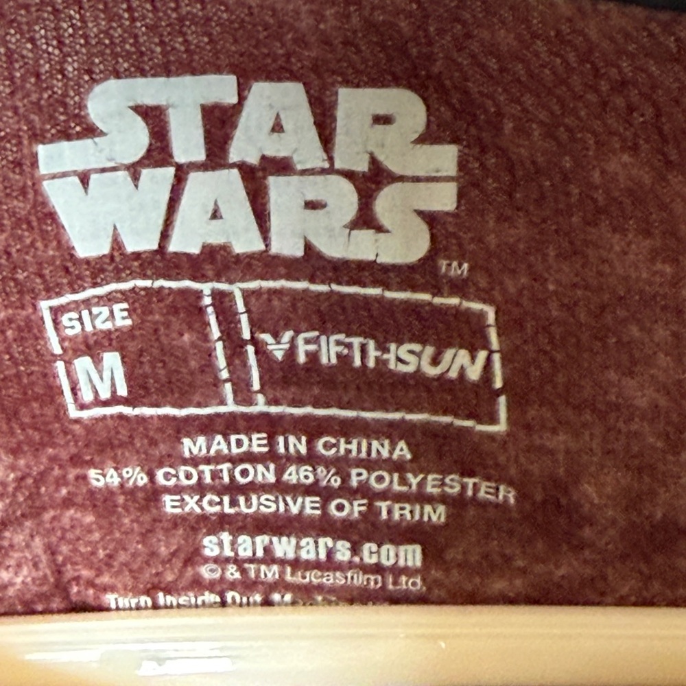 Men’s Star Wars Burgundy Long Sleeve Shirt Size M - Picture 8 of 8